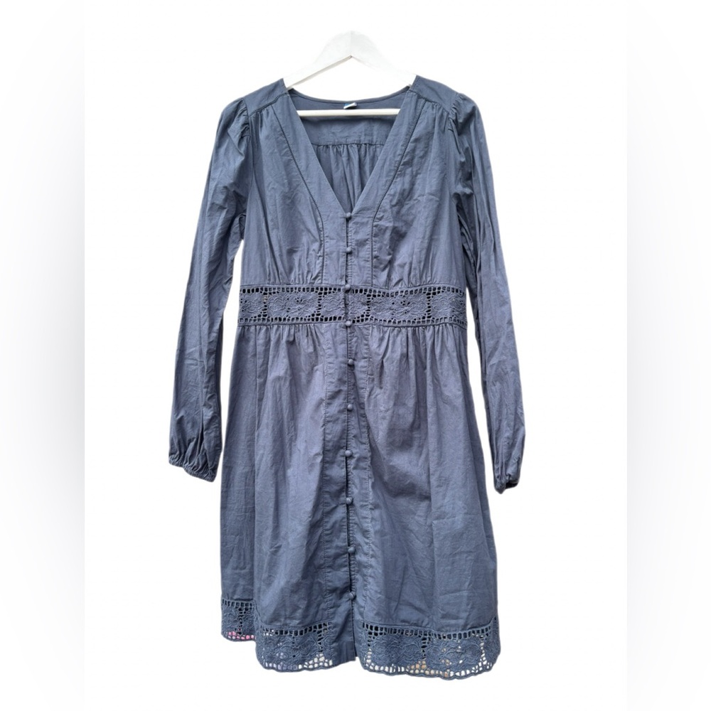Old Navy Waist-Defined Cutwork Mini Dress - Dusk Navy - Size Medium Tall M TALL